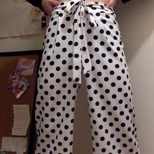 polka dot wide leg pants
